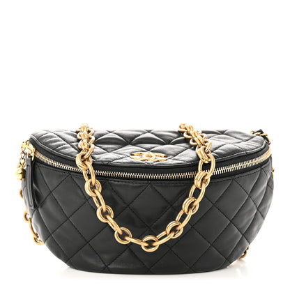 Chanel Lambskin Pearl Quilted CC Belt Bag Black 1 of 10