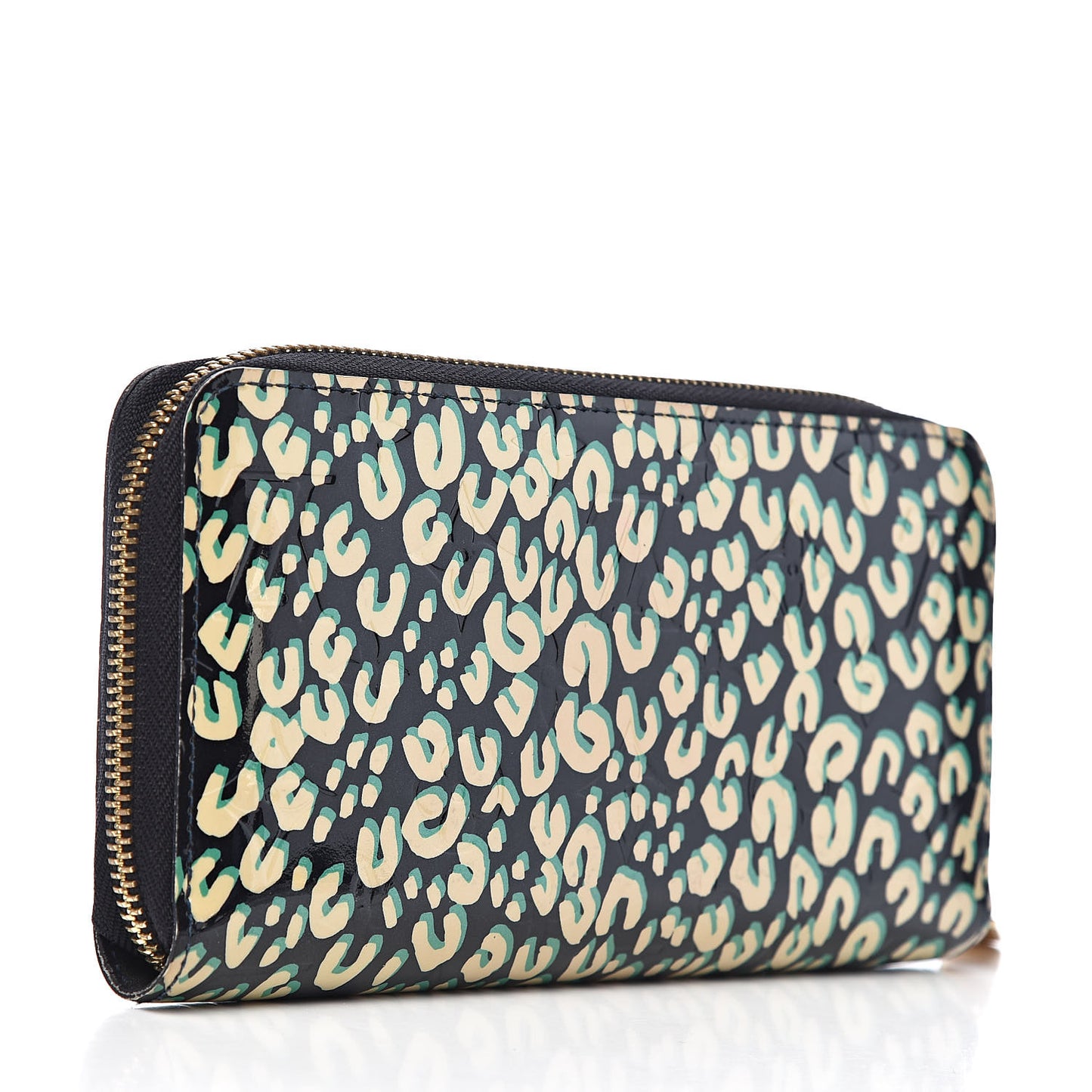Vernis Leopard Zippy Wallet Blue Infini