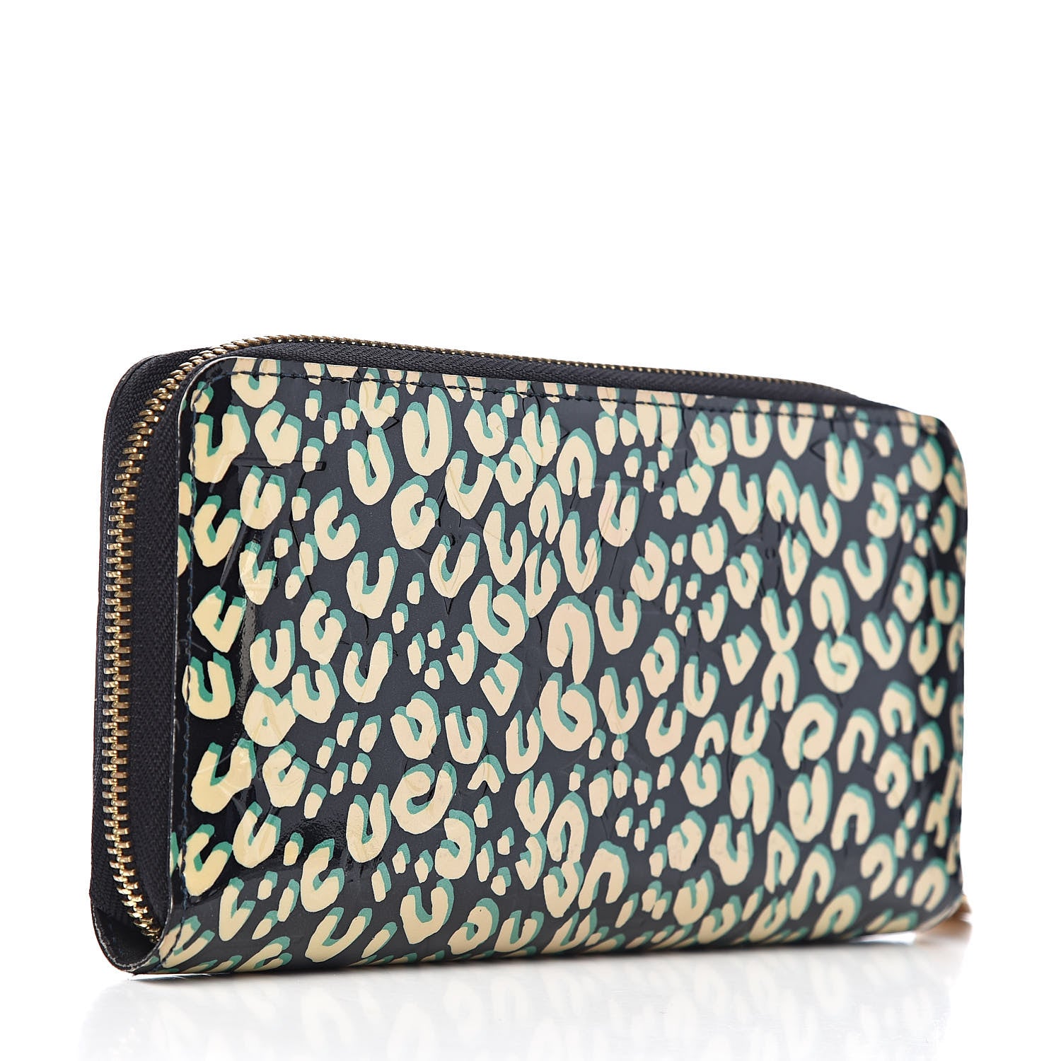 Louis Vuitton Vernis Leopard Zippy Wallet Blue Infini 3 of 12