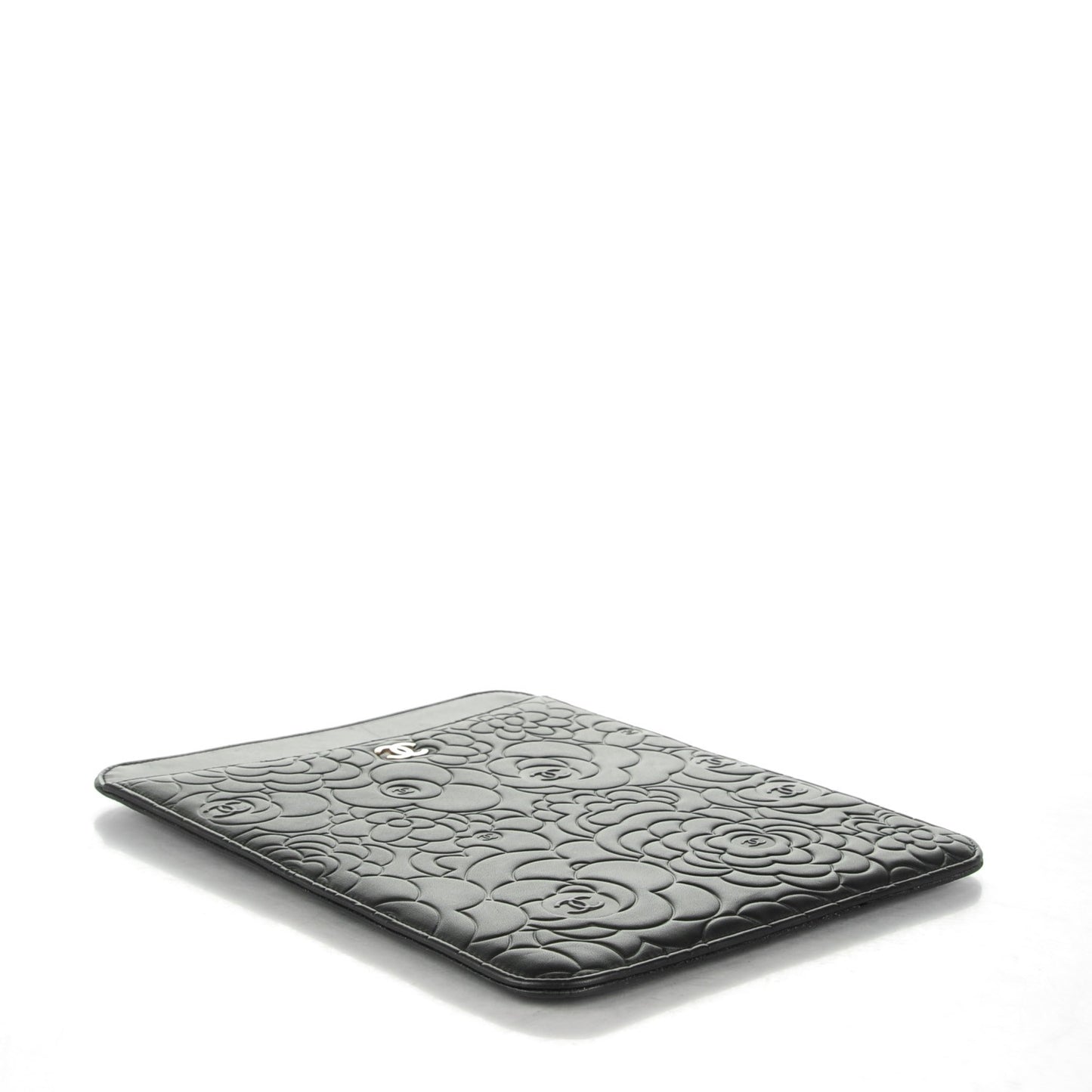 Lambskin Camellia Embossed iPad Case Black