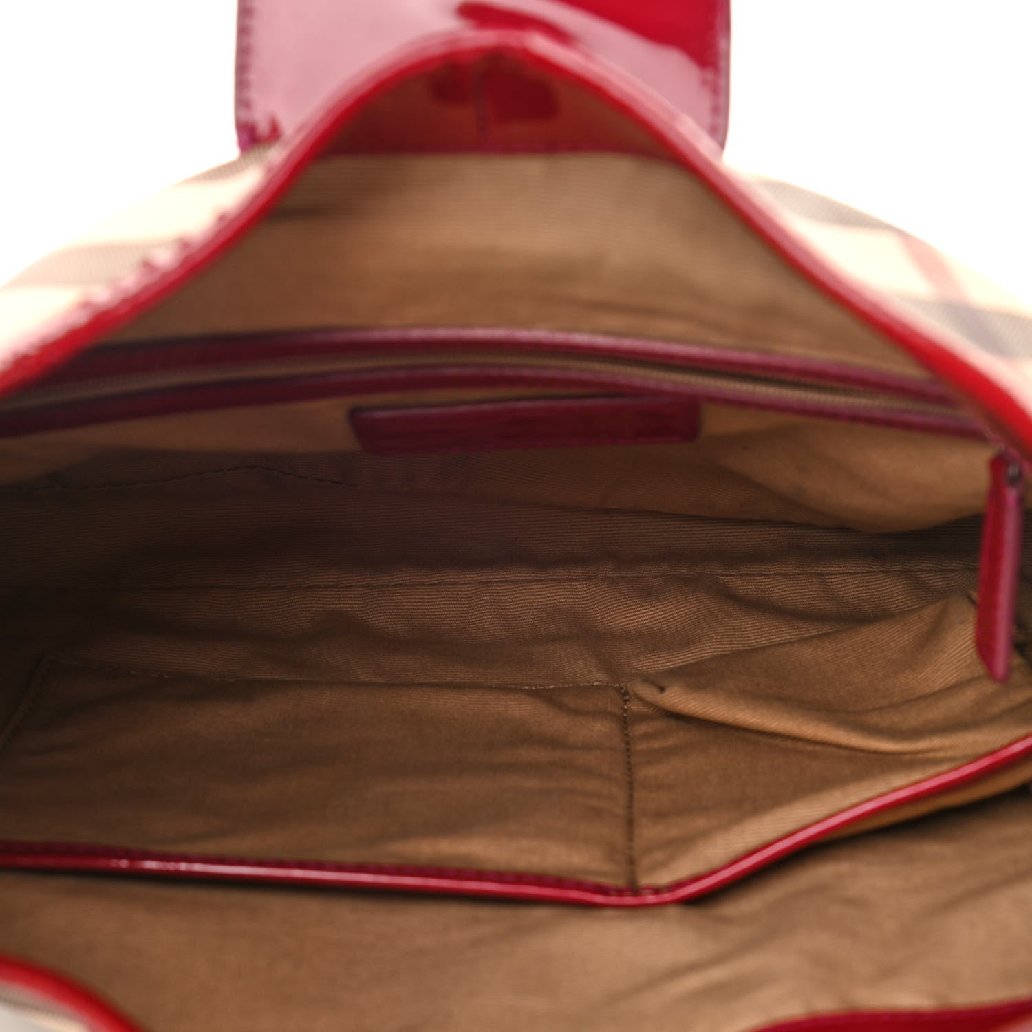 Burberry Patent Nova Check Brook Hobo Military Red 5 of 13