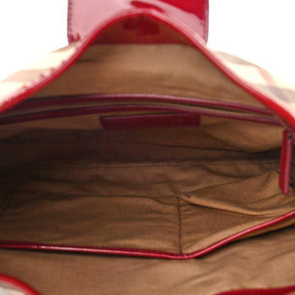 Burberry Patent Nova Check Brook Hobo Military Red 5 of 13
