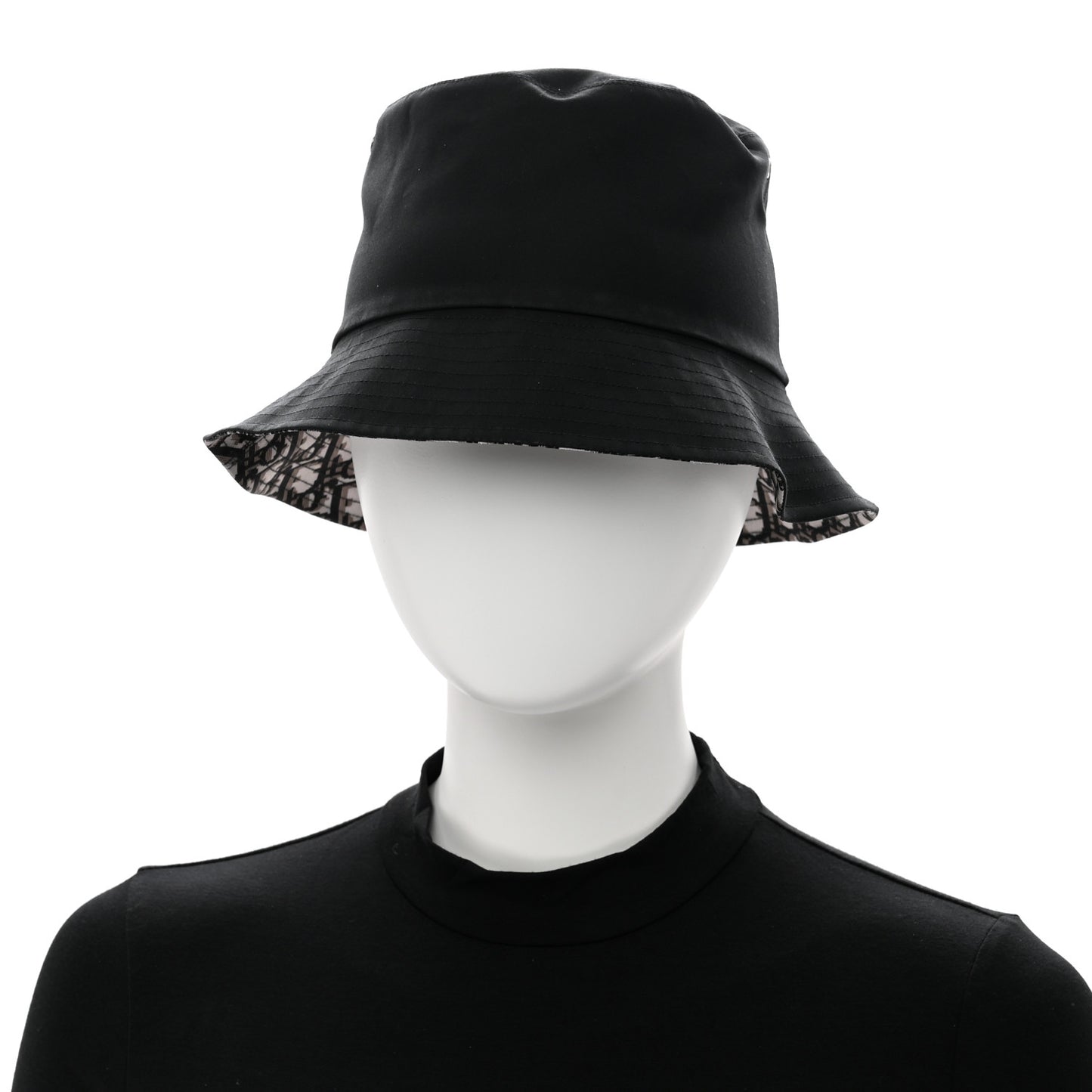 Polyester Cotton Oblique Reversible Teddy-D Brim Bucket Hat 56 Black