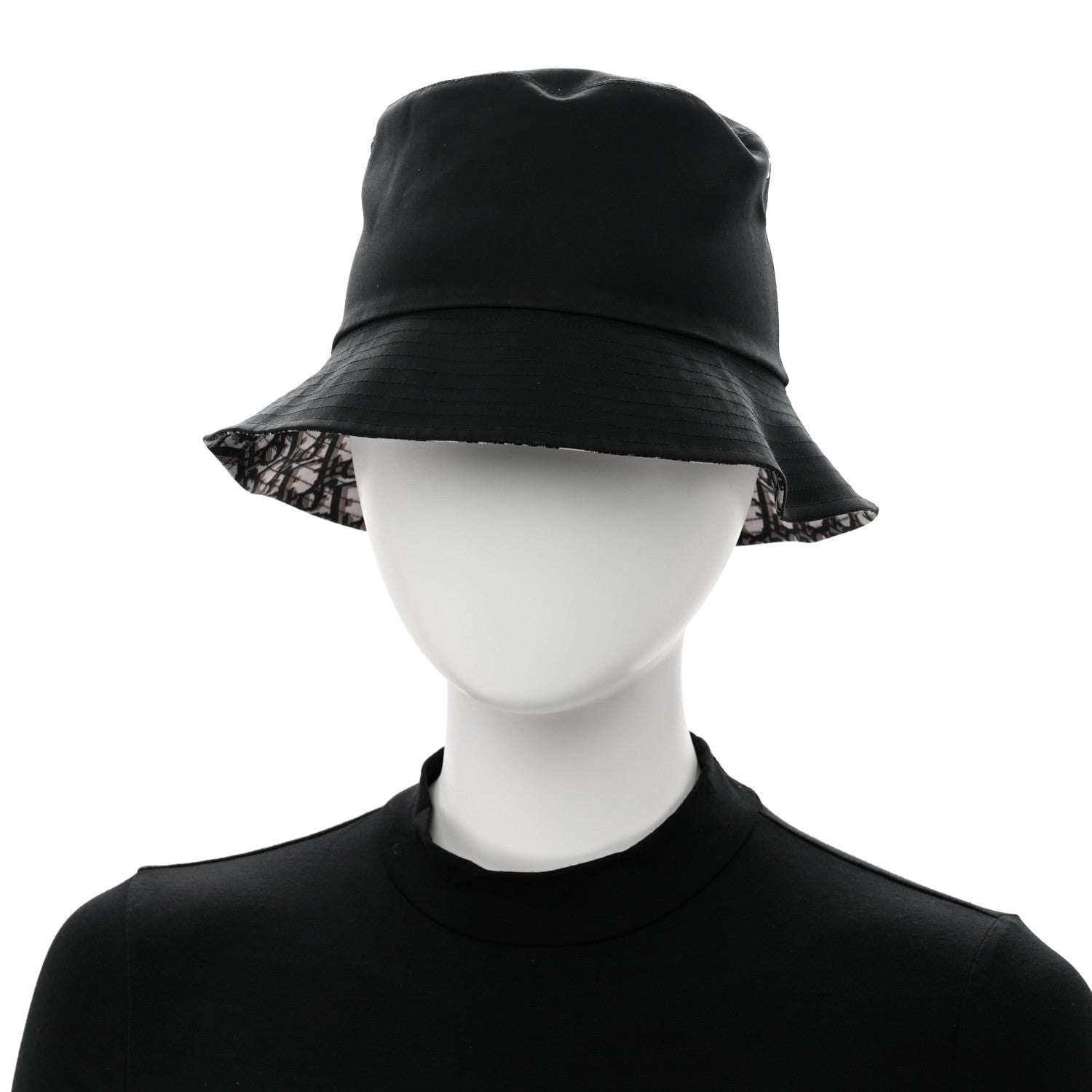 Christian Dior Polyester Cotton Oblique Reversible Teddy-D Brim Bucket Hat 56 Black 3 of 10