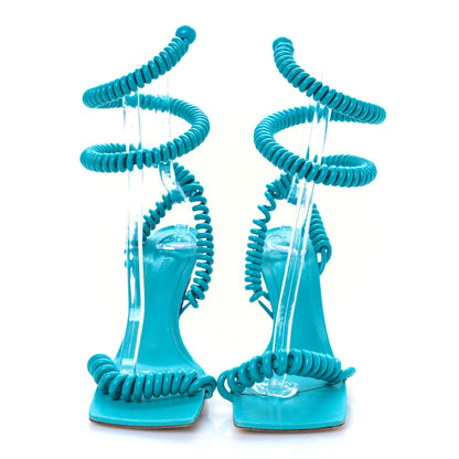 Bottega Veneta Rubber Wire Nappa Stretch 90mm Sandals 39.5 Turquoise 2 of 7
