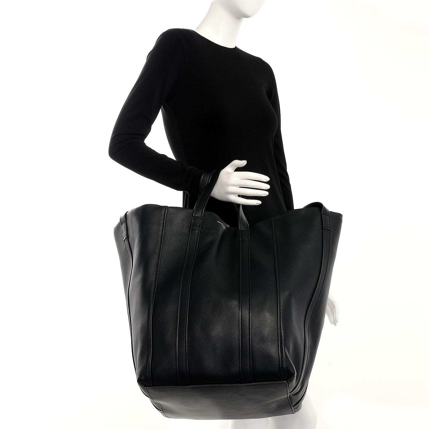 Calfskin Large Laundry Cabas Tote Black