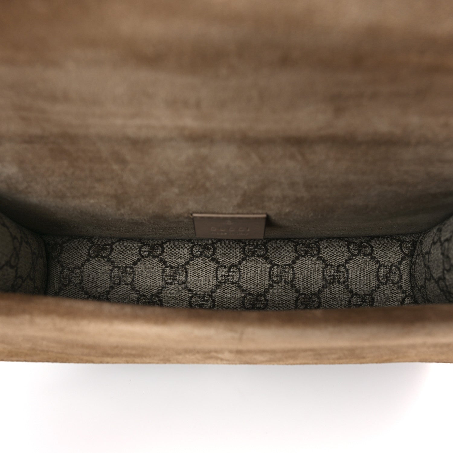 Gucci GG Supreme Monogram Suede Crystal Small Dionysus Shoulder Bag Beige Ebony Taupe 5 of 9