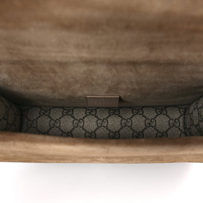 Gucci GG Supreme Monogram Suede Crystal Small Dionysus Shoulder Bag Beige Ebony Taupe 5 of 9