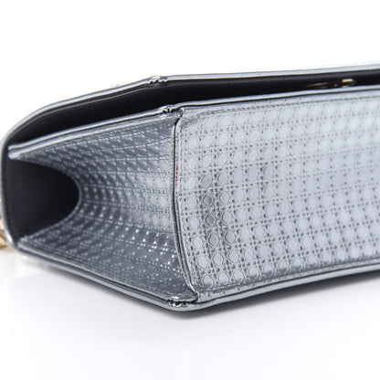 Christian Dior Metallic Patent Micro-Cannage Medium Diorama Flap Bag Silver 9 of 10