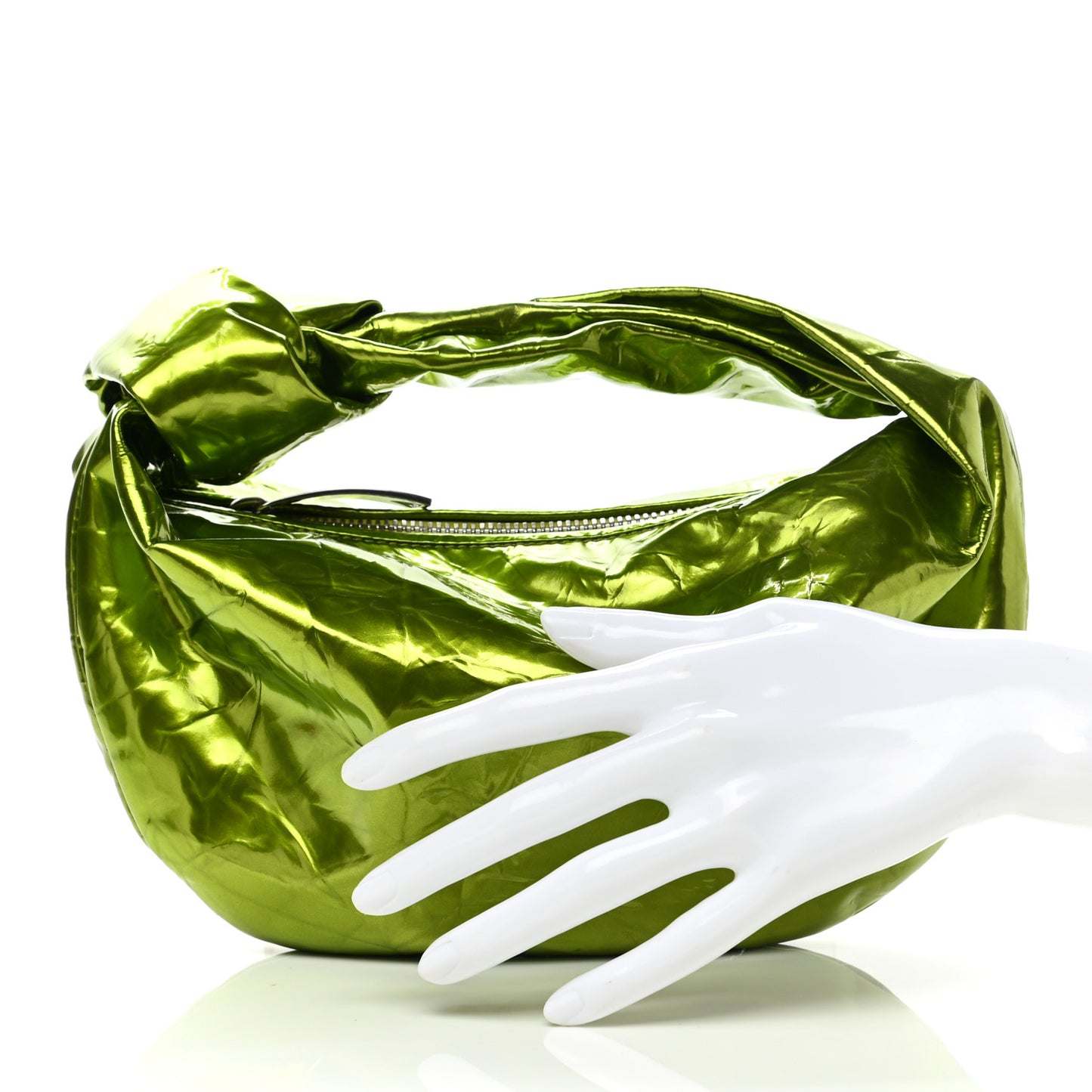 Metallic Crushed Calfskin Mini Jodie Chlorophyll