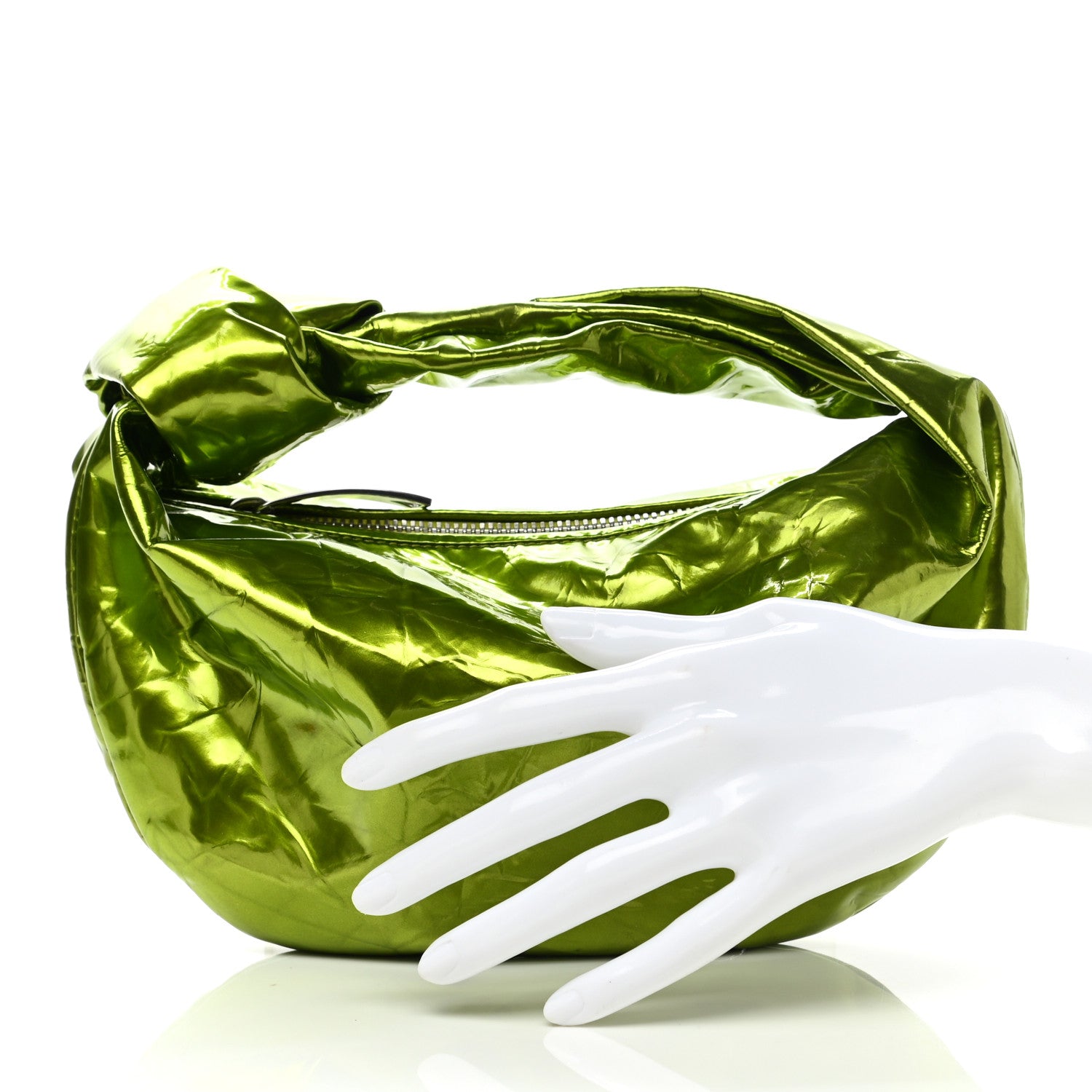 Bottega Veneta Metallic Crushed Calfskin Mini Jodie Chlorophyll 3 of 10
