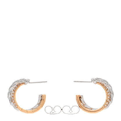 David Yurman 18K White Rose Gold Diamond Paveflex Hoop Earrings 3 of 5