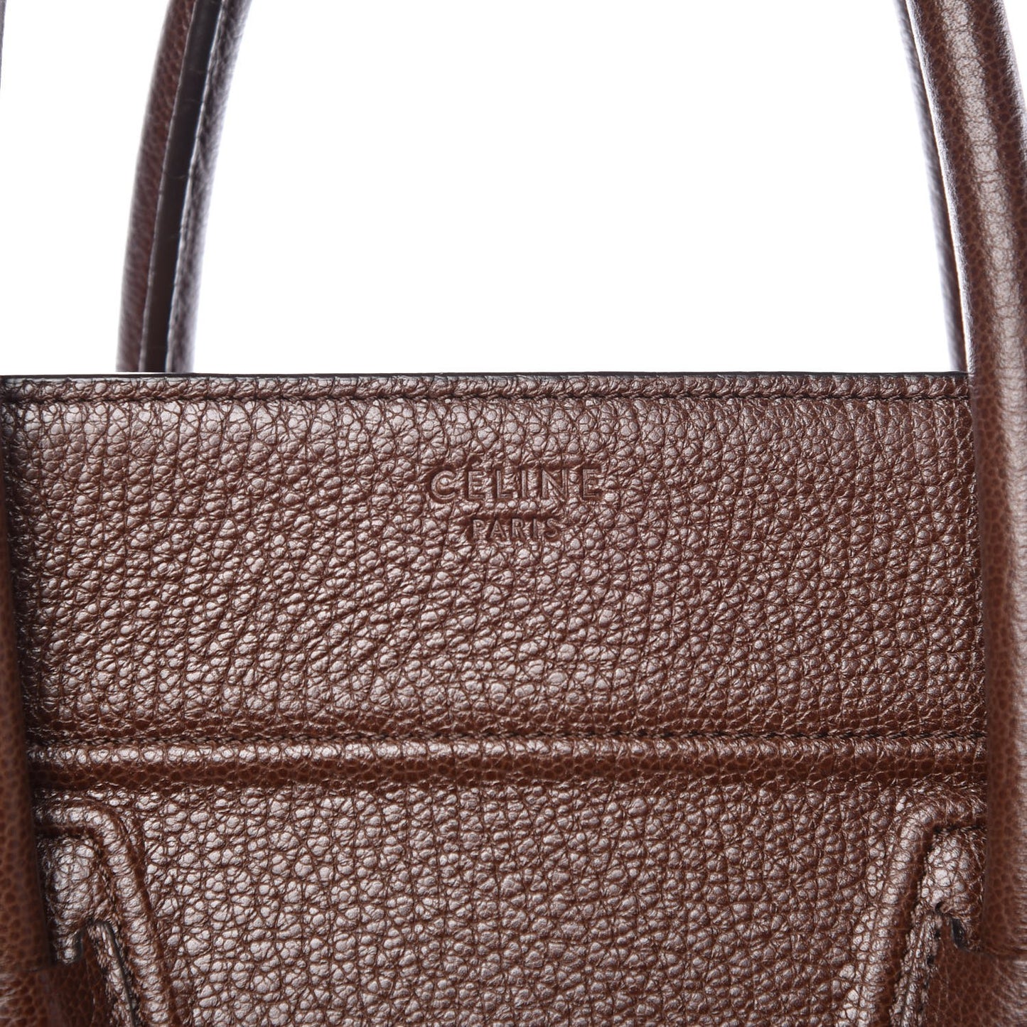 Shiny Grained Calfskin Medium Phantom Luggage Brown