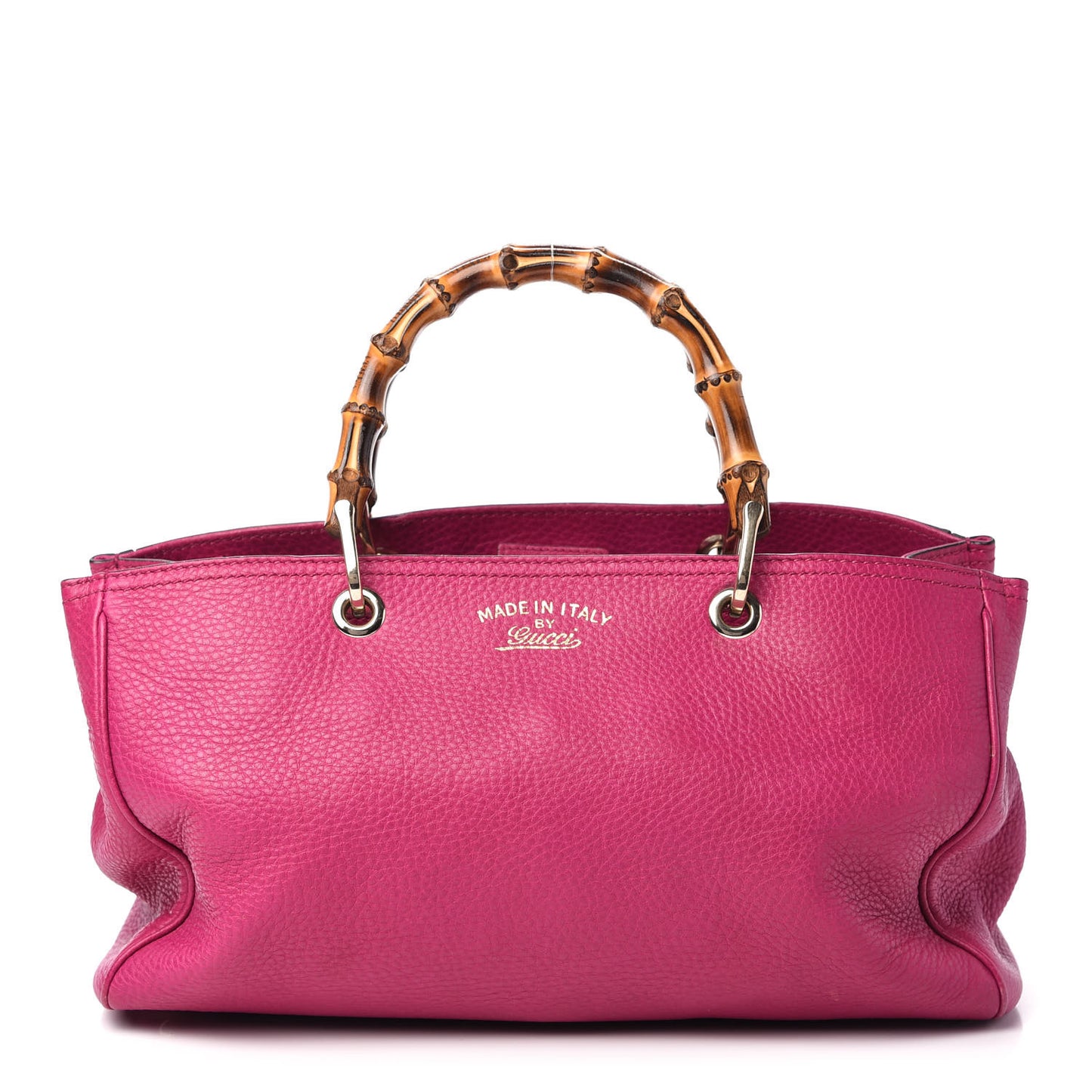 Pebbled Calfskin Medium Bamboo Shopper Tote Bright Bougainvillea