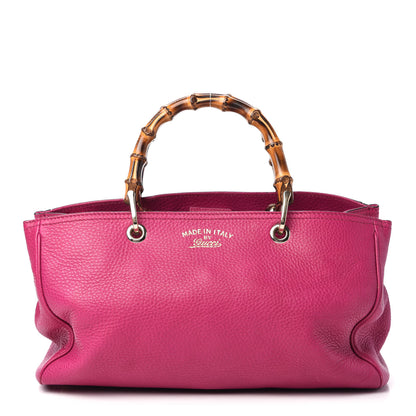 Gucci Pebbled Calfskin Medium Bamboo Shopper Tote Bright Bougainvillea 1 of 12