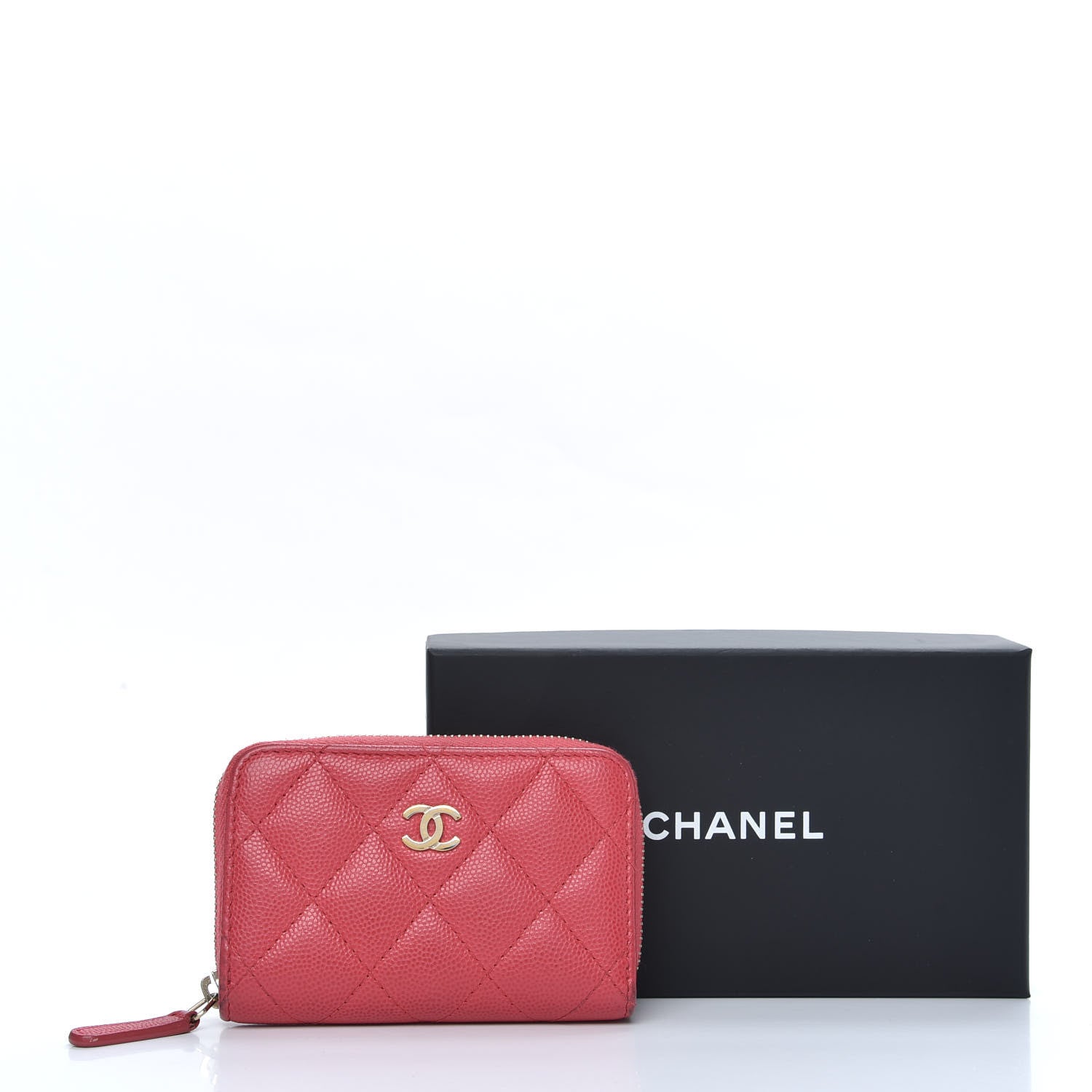 Chanel Caviar Quilted Zip Coin Purse Dark Pink 8 of 8