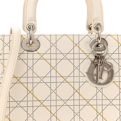 Christian Dior Calfskin Cannage Print Medium Lady Dior White 8 of 13
