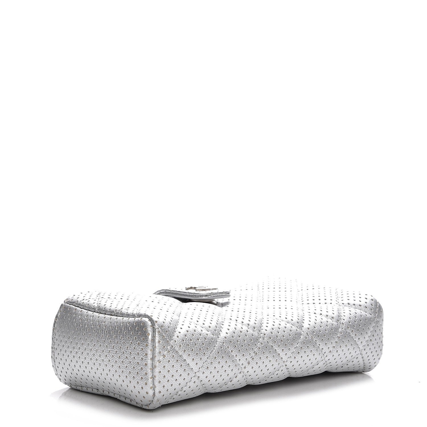 Chanel Perforated Lambskin Quilted Mini Phone Holder Clutch Silver 4 of 7
