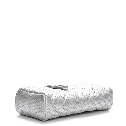 Chanel Perforated Lambskin Quilted Mini Phone Holder Clutch Silver 4 of 7