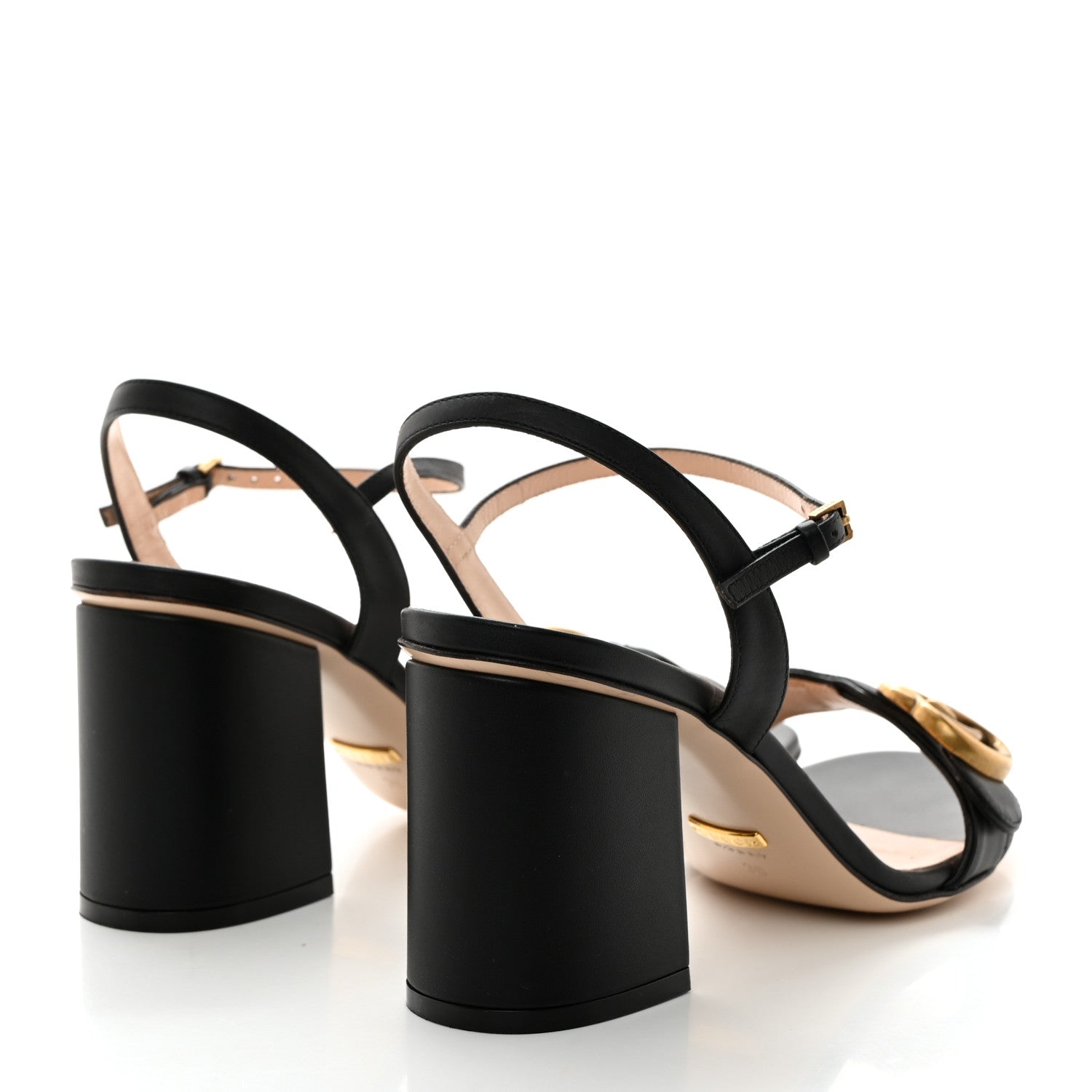 Gucci Lifford Calfskin GG Marmont Ankle Wrap 75mm Sandals 38 Black 4 of 9