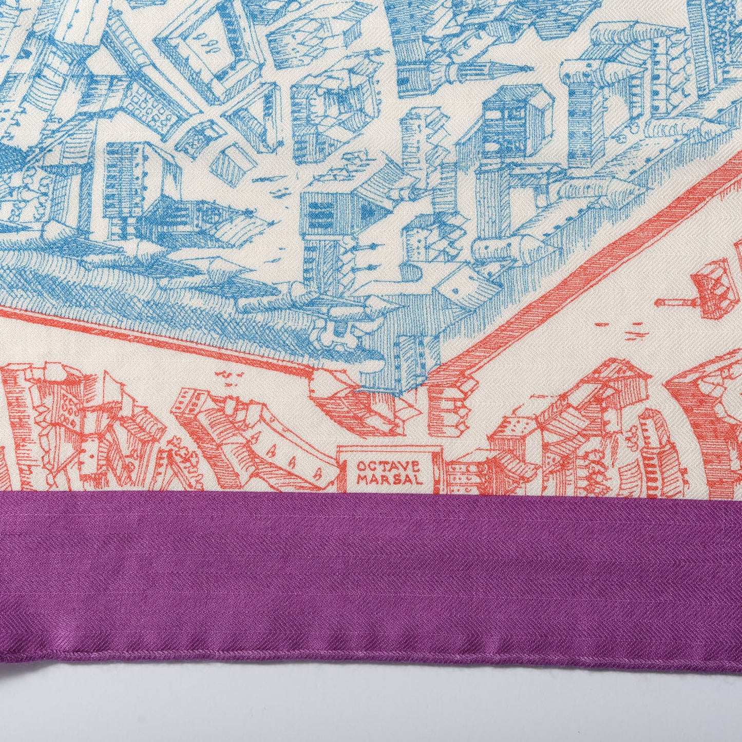 Cashmere Silk La Cite Cavaliere Shawl 140 Mauve Petrole Coral