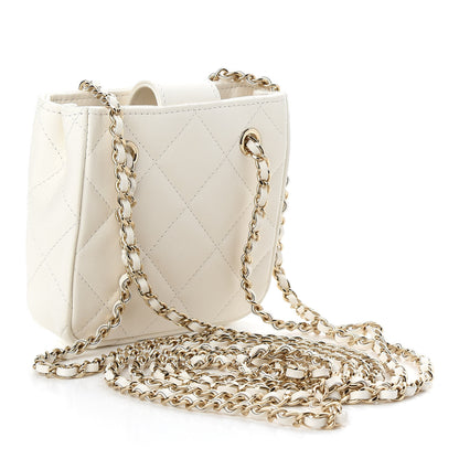 Chanel Lambskin Quilted Tiny Shopping Clutch With Chain White 3 of 9