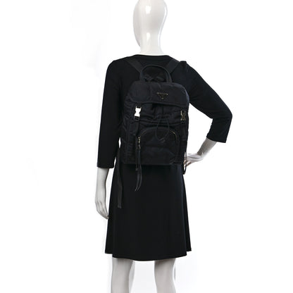 Prada Tessuto Nylon Quilted Double Buckle Backpack Black 2 of 9