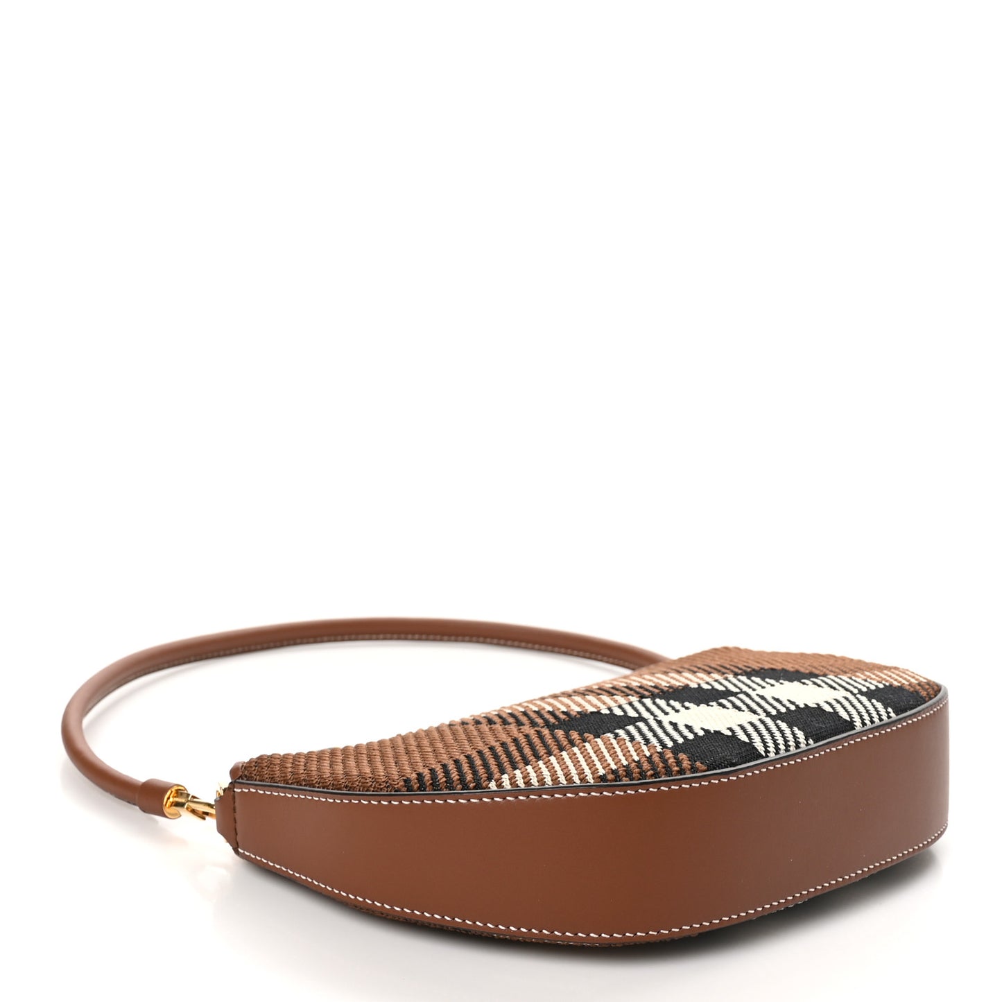 Canvas Calfskin Check Knitted Small Olympia Birch Brown