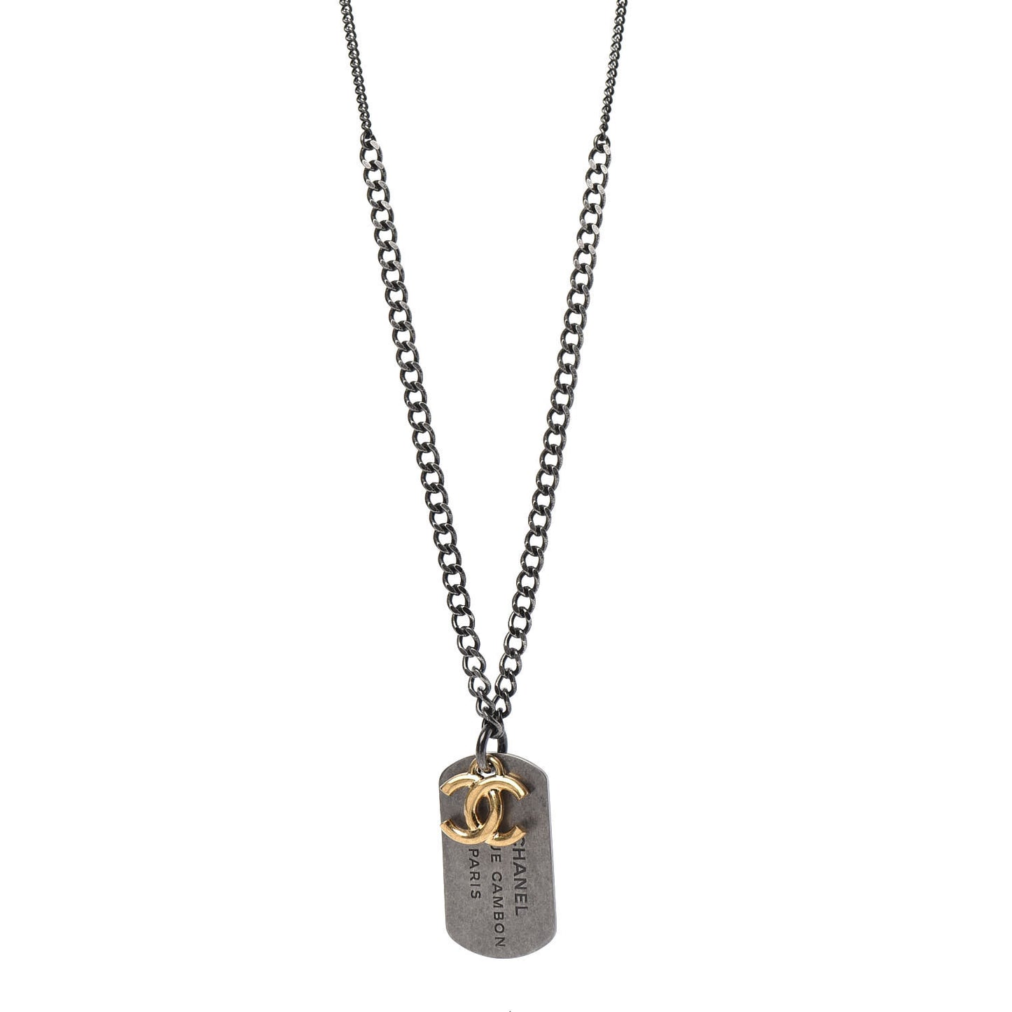 Ruthenium ID Dog Tag Charm Necklace Silver Gold
