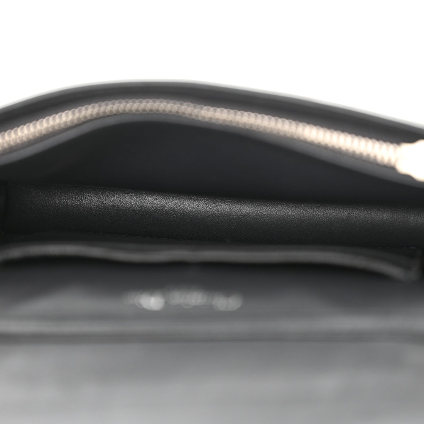 Metallic Patent Micro-Cannage Diorama Wallet on Chain Pouch Silver