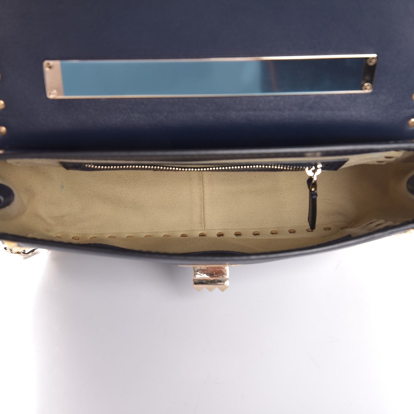 Vitello Rockstud Chain Strap Shoulder Bag Marine