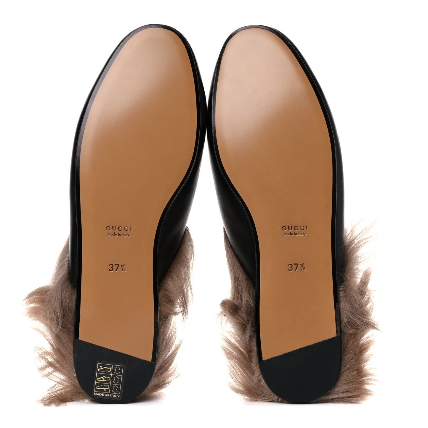 Calfskin Fur Womens Princetown Slippers 37.5 Black