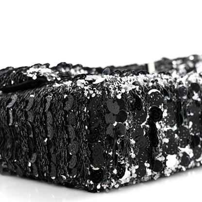 Chanel Sequin Camellia Small Single Flap Silver Black 9 of 11
