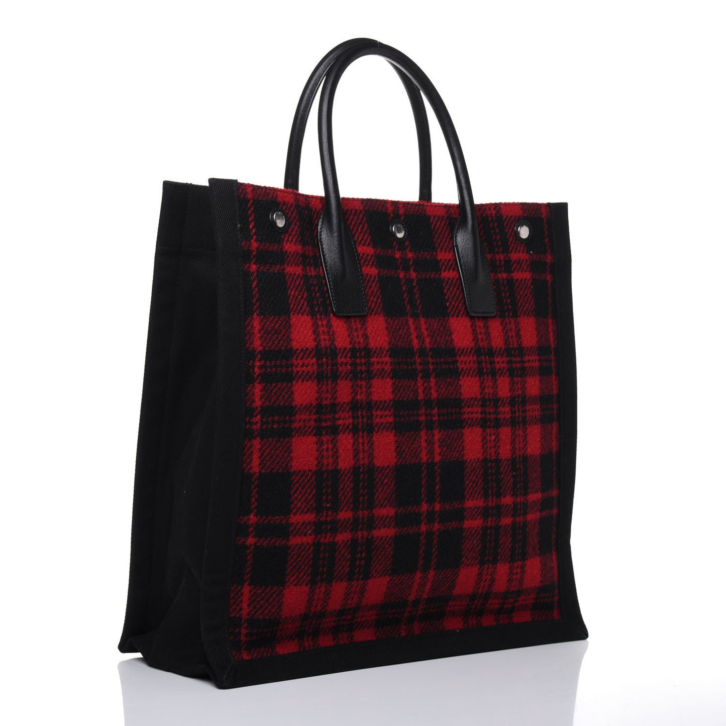 Wool Tartan Rive Gauche Noe Tote Red Black