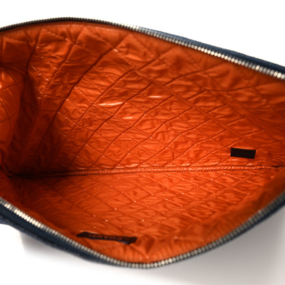 Chanel Denim Large Deauville Pouch Clutch Blue Orange 5 of 7