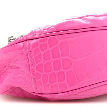 Balenciaga Extra Supple Calfskin Crocodile Embossed XS Le Cagole Shoulder Bag Lipstick Pink 9 of 10