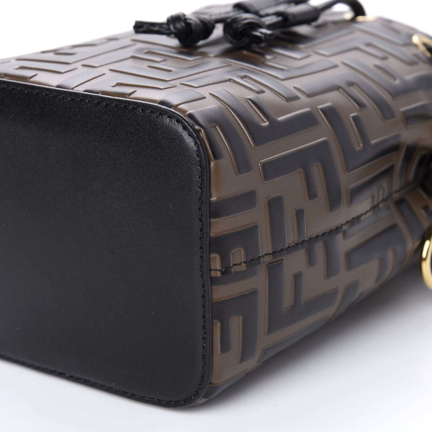 Vitello Liberty F is Fendi Bi-Color FF 1974 Embossed Mini Mon Tresor Bucket Bag Maya Black