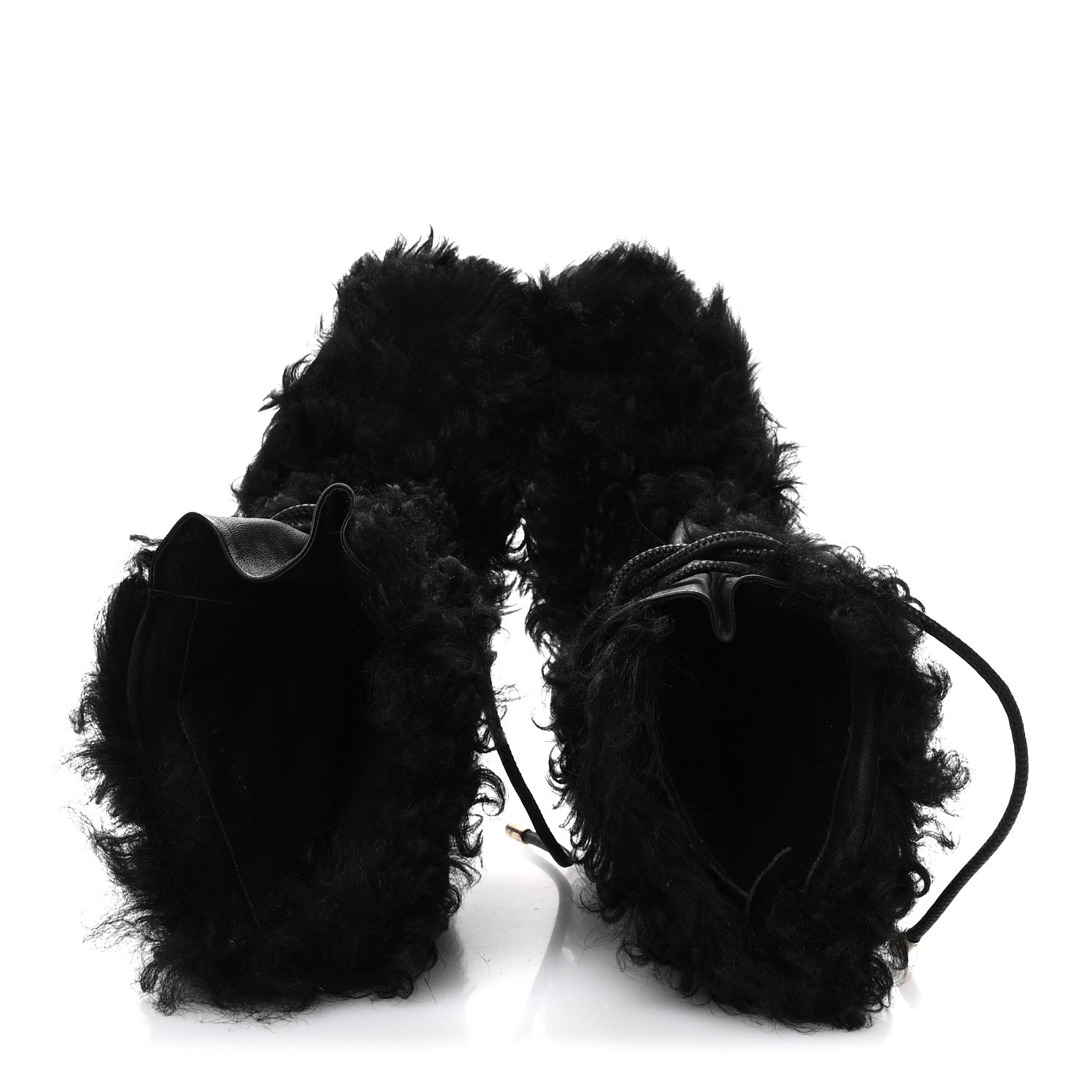 Chanel Shearling Sheepskin High Boots 38 Black 2 of 9