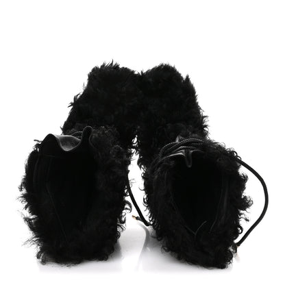 Chanel Shearling Sheepskin High Boots 38 Black 2 of 9
