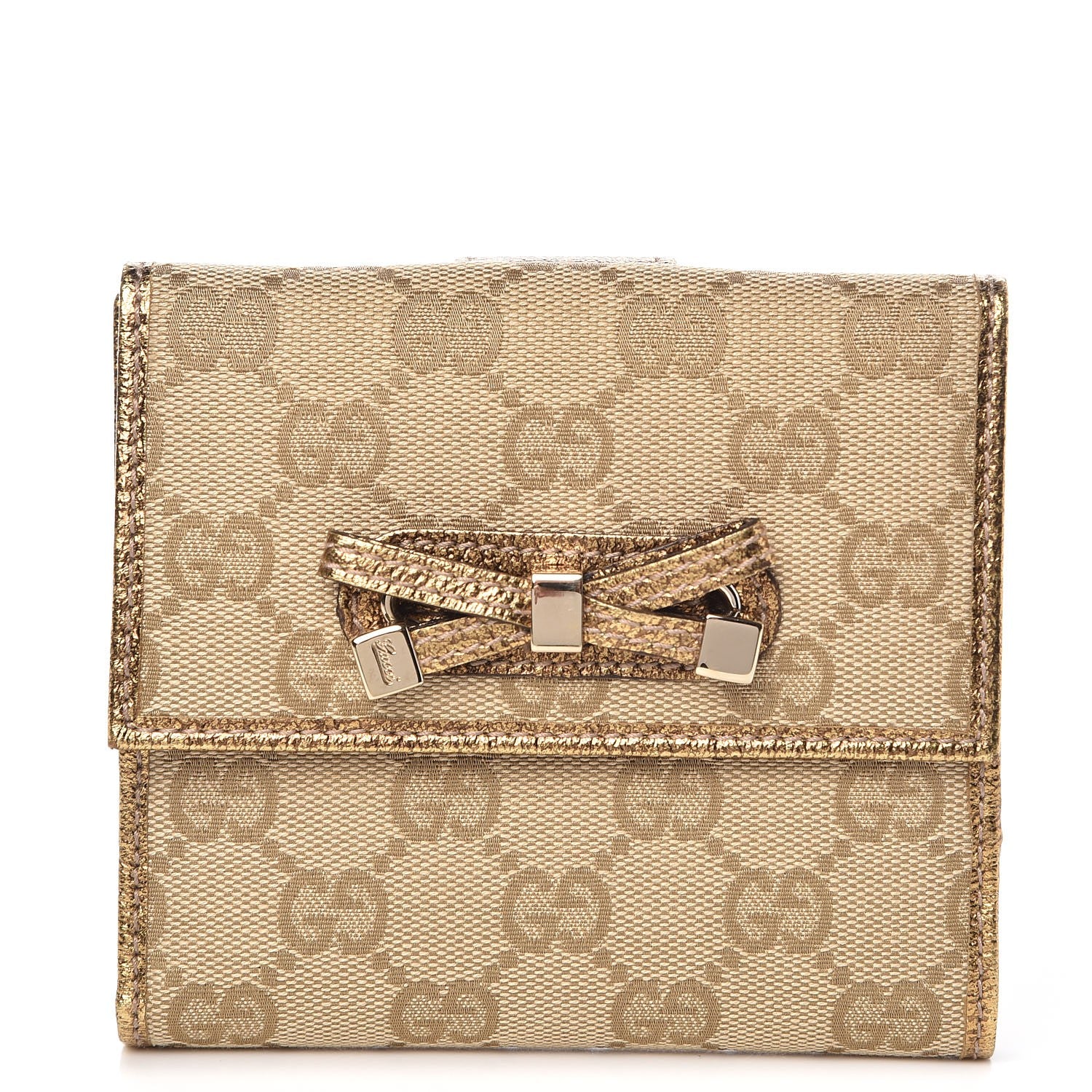 Gucci Monogram Princy Compact French Flap Wallet Gold 1 of 7