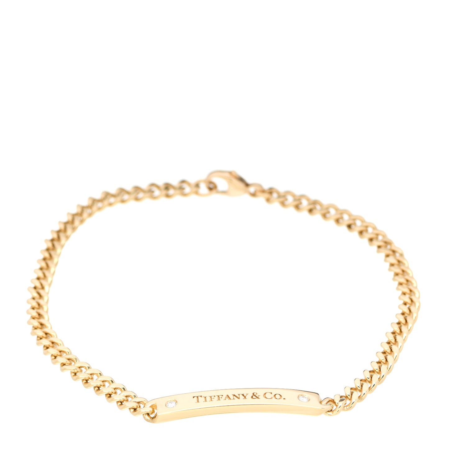 18K Yellow Gold Diamond Micro Link ID Chain Bracelet