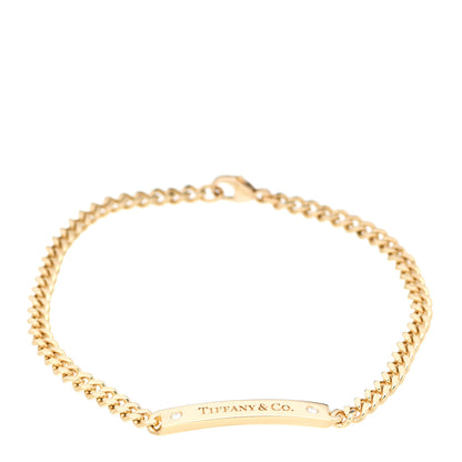 Tiffany 18K Yellow Gold Diamond Micro Link ID Chain Bracelet 1 of 4