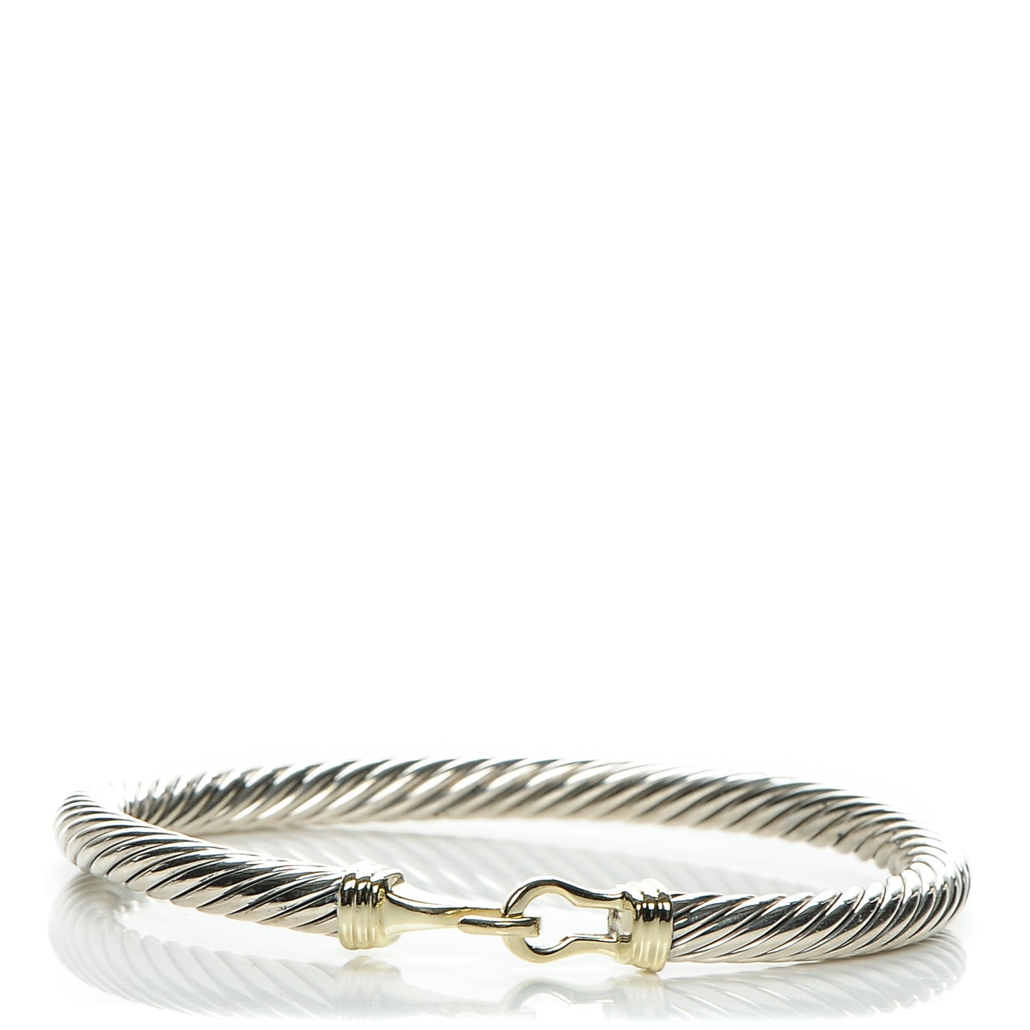 Sterling Silver 14K Yellow Gold 5mm Cable Classic Buckle Bracelet