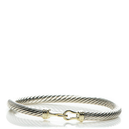 David Yurman Sterling Silver 14K Yellow Gold 5mm Cable Classic Buckle Bracelet 1 of 4