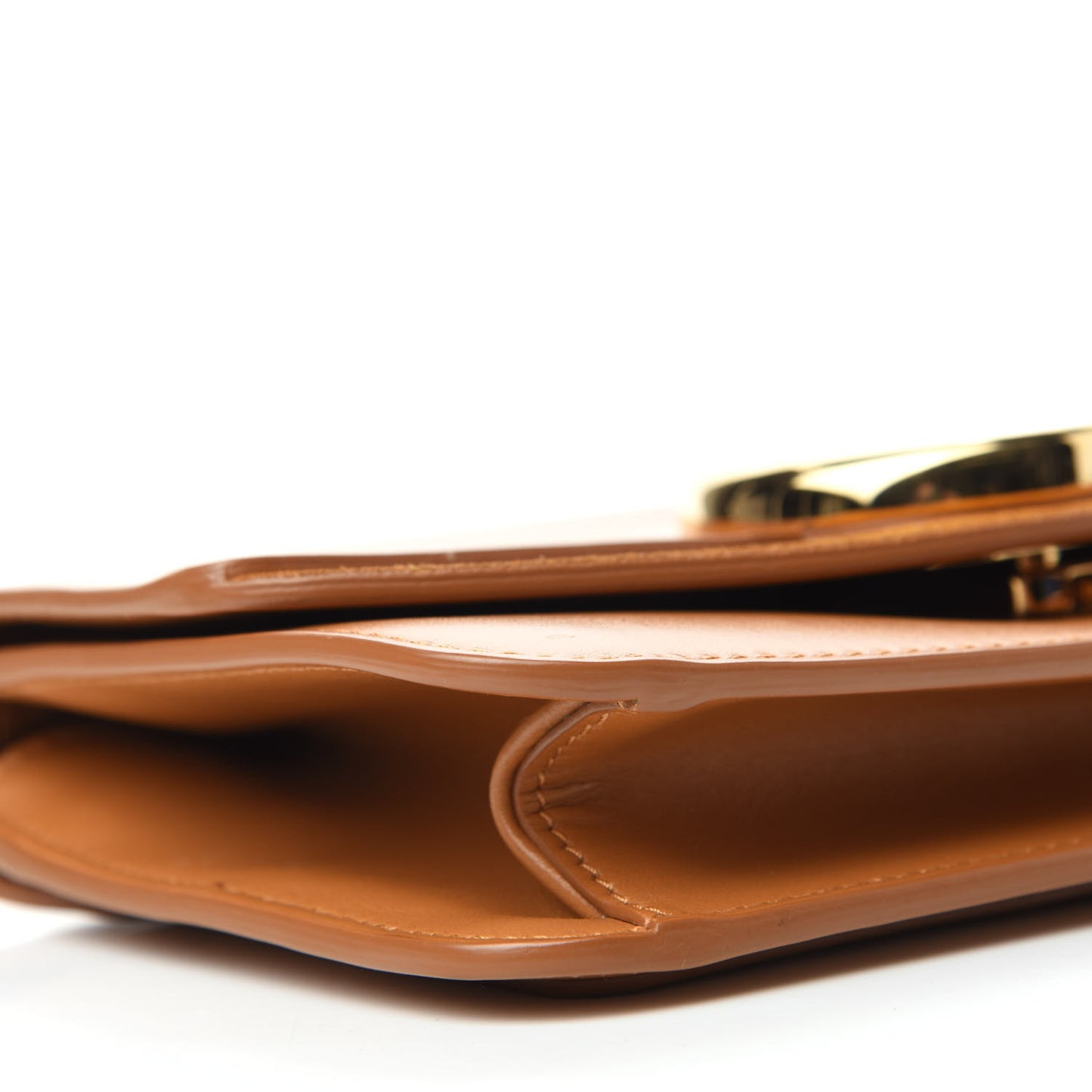 Calfskin Suede C Clutch With Chain Autumnal Brown