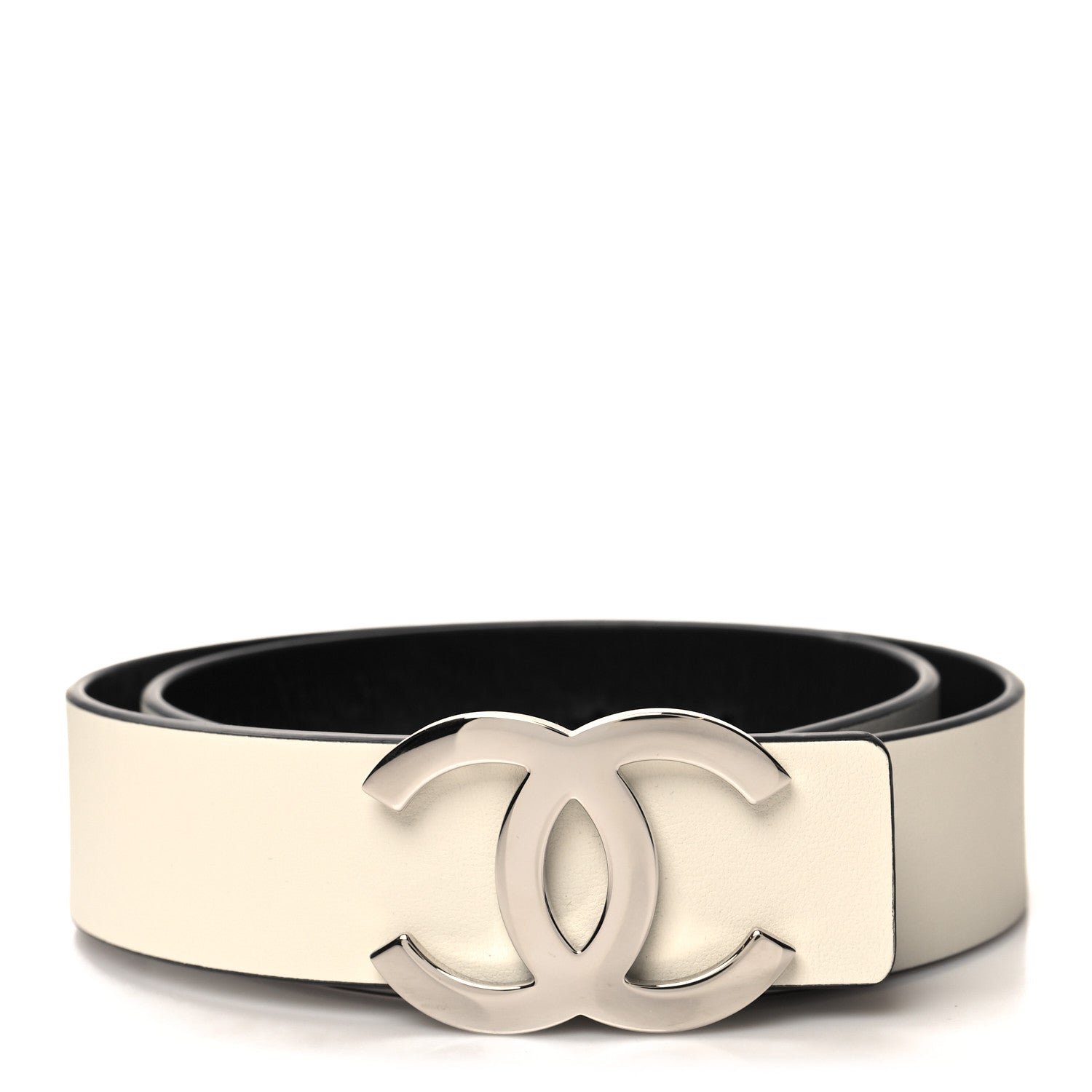 Chanel Calfskin CC Reversible Belt 75 30 Black White 1 of 6
