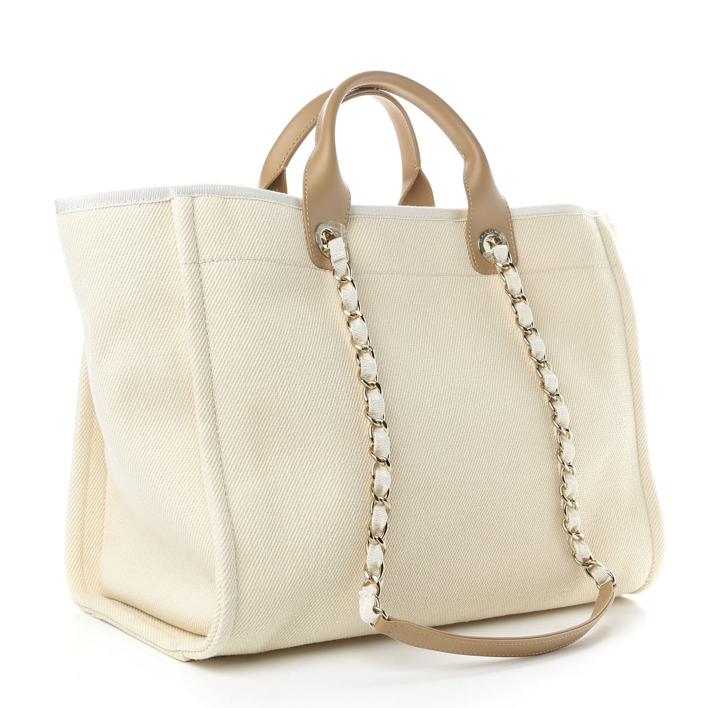 Canvas Pearl Medium Deauville Tote Ecru Beige