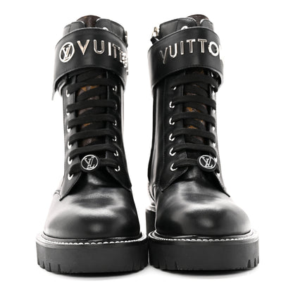 Louis Vuitton Calfskin Monogram Territory Flat Ranger Boots 36 Black 2 of 14