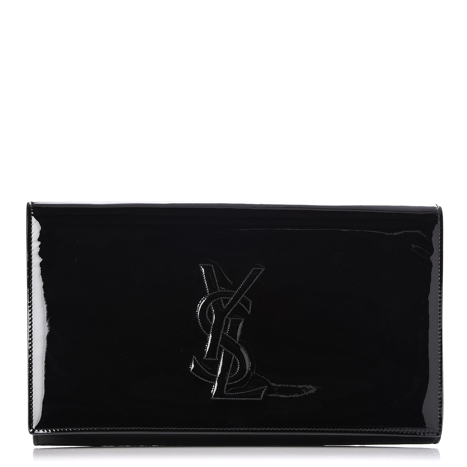 Saint Laurent Patent Monogram Large Belle De Jour Clutch Black 1 of 7