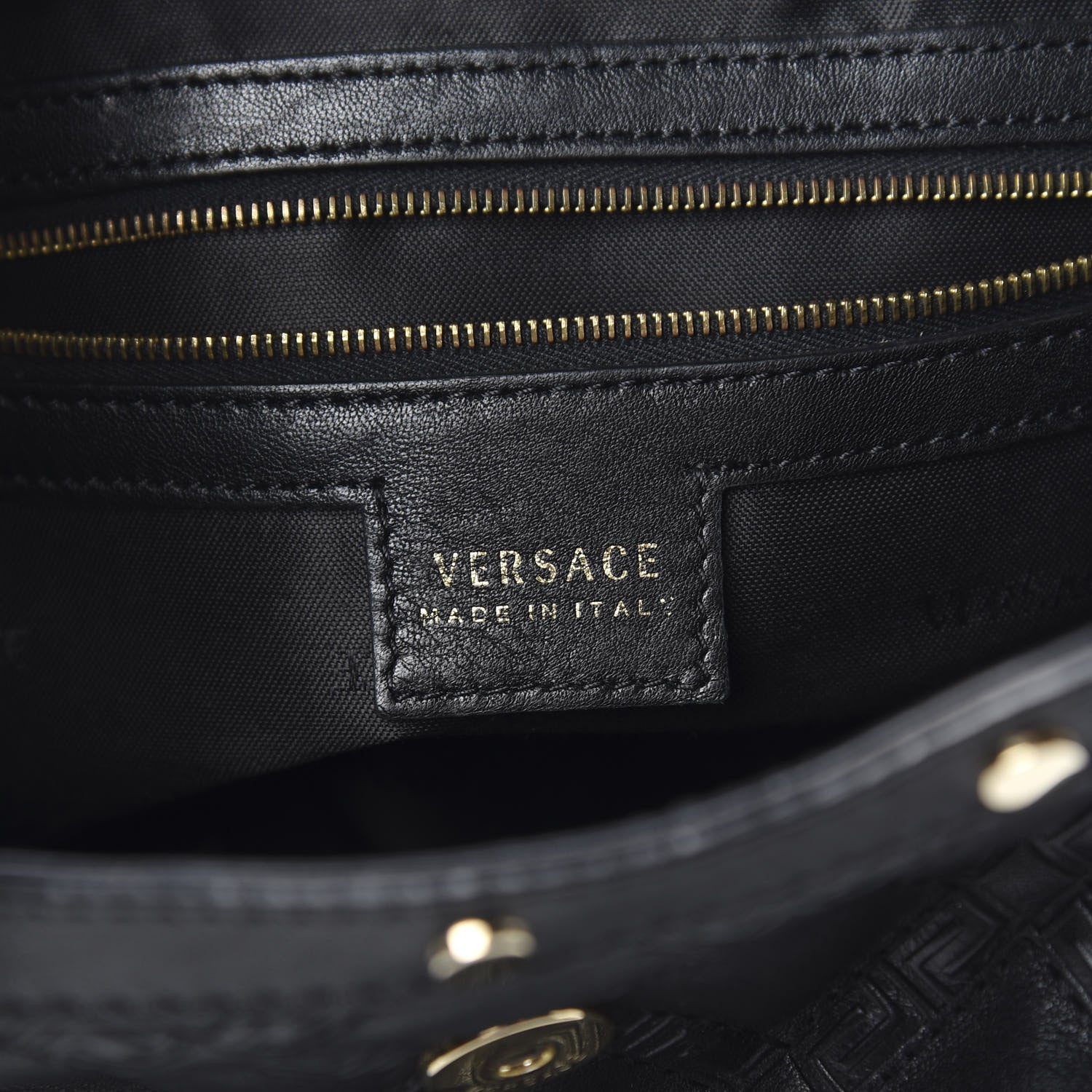 Versace Calfskin Greca Argyle Embossed Medusa Hobo Black 5 of 8